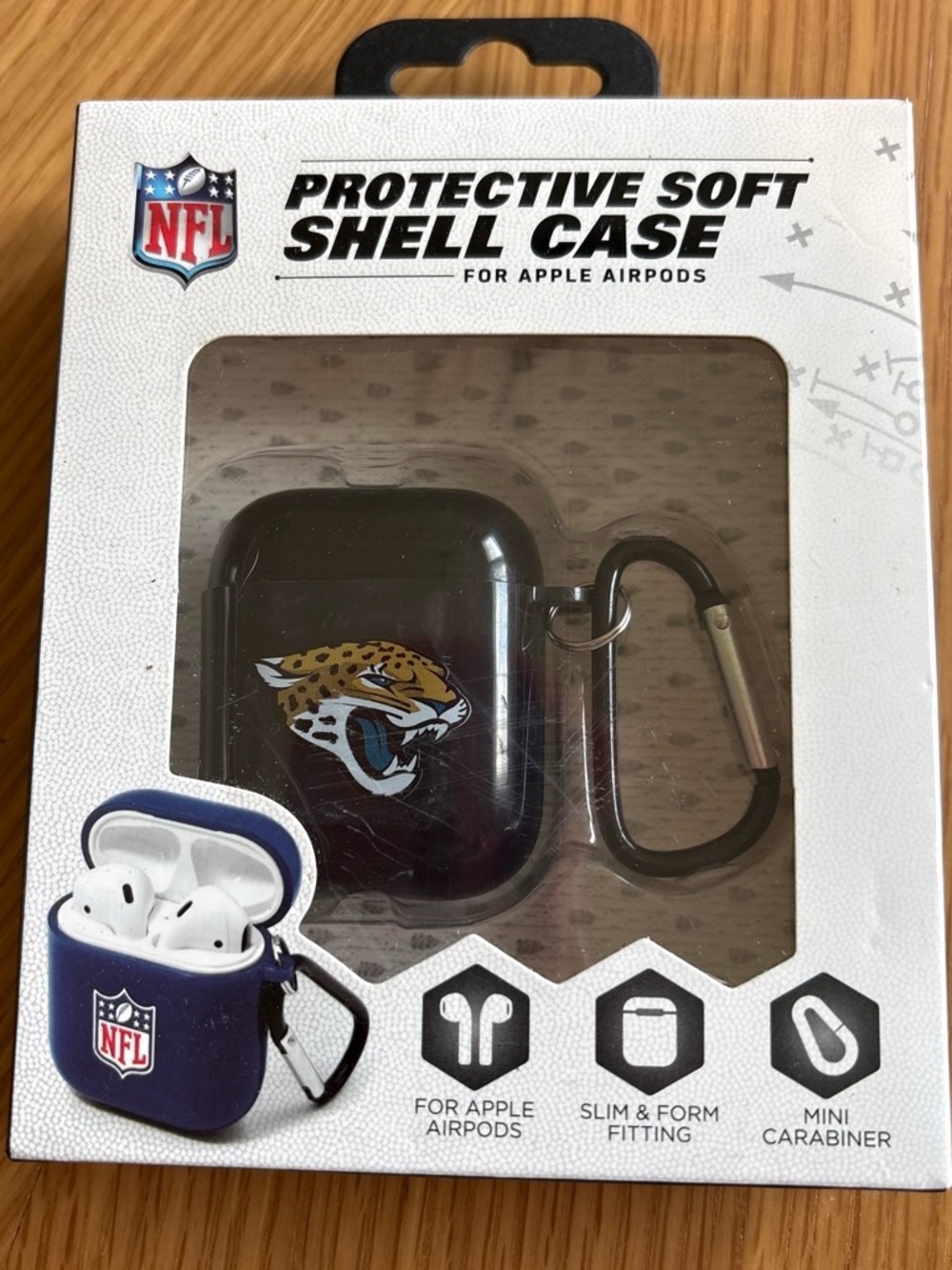NFL Jacksonville Jaguars Black Protective Soft Shell Case for Apple AirPods NWT